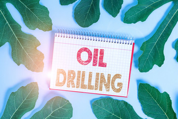 Conceptual hand writing showing Oil Drilling. Concept meaning involves the drilling and pumping of...