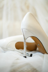 Women's shoes on the wedding day for the bride