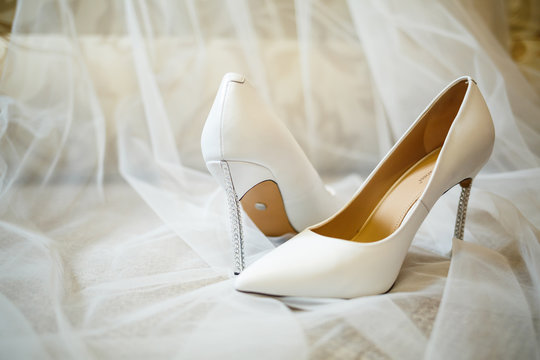 Women's shoes on the wedding day for the bride