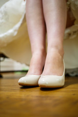 Women's shoes on the wedding day for the bride