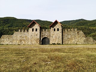 Fototapeta na wymiar Arutela roman castra - reconstruction - Arutela was a fort in the Roman province of Dacia located on Limes Alutanus.