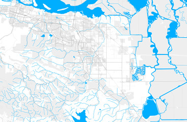 Rich detailed vector map of Brentwood, California, USA