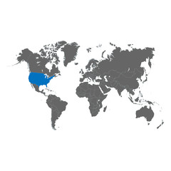 The map of USA is highlighted in blue on the world map