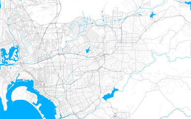Rich detailed vector map of La Mesa, California, USA