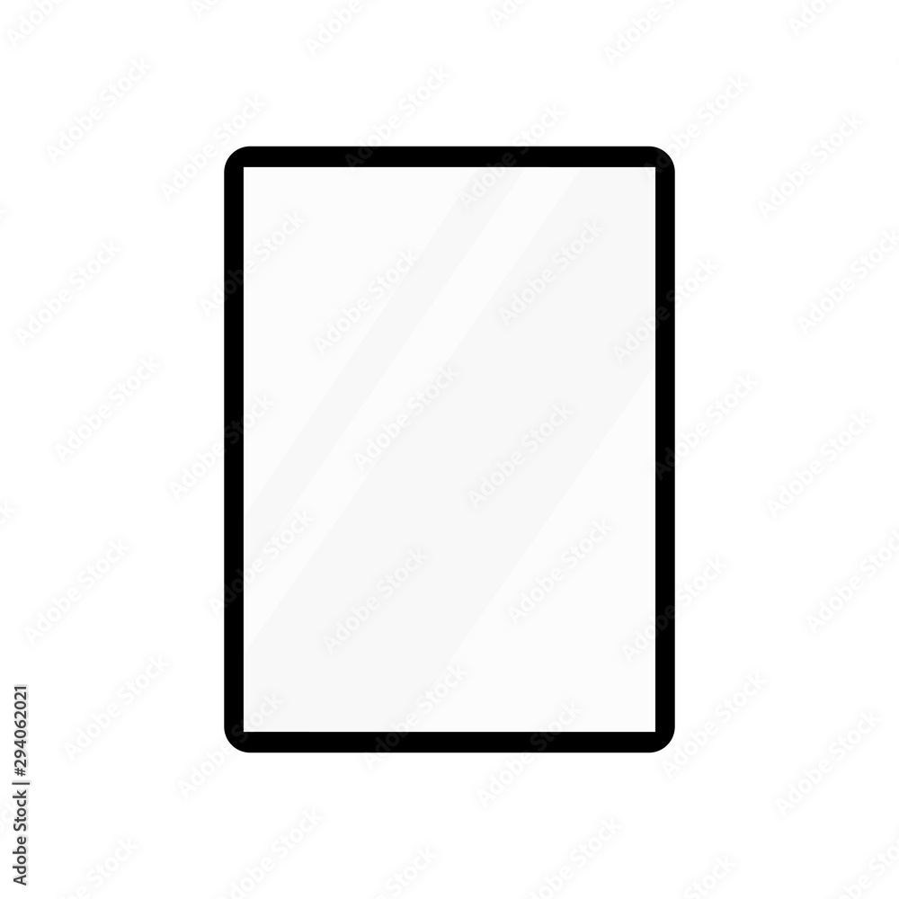 Poster black tablet with white screen new version in trendy thin frame - vector