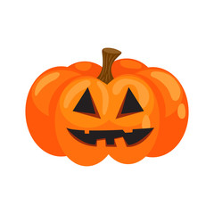 Halloween pumpkin with silly face vector cartoon.