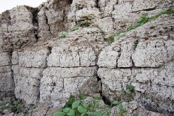 The curb erosion from storms. To indicate the layers of soil and rock.