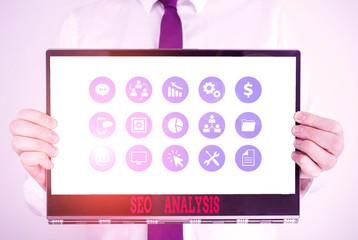 Handwriting text Seo Analysis. Conceptual photo tool helps showing to study on how to improve a...