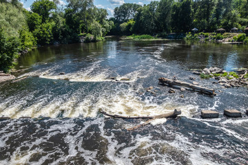 Water flowing to a river. water diversion dam