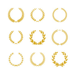 laurel wreath winner symbol icon set vector