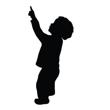 a boy looking up, silhouette vector