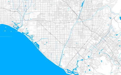 Rich detailed vector map of Fountain Valley, California, USA