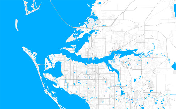 Rich detailed vector map of Bradenton, Florida, USA