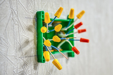 Connector splice wires together with a wire nut.