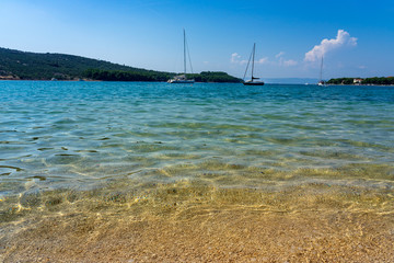 Crystal clear turquoise water in Cres Island Croatia at the beach