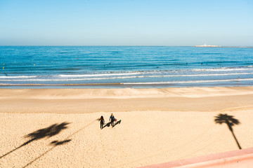Fototapeta na wymiar Beach Santa Maria del Mar in Cadiz, Spain, Andalusia