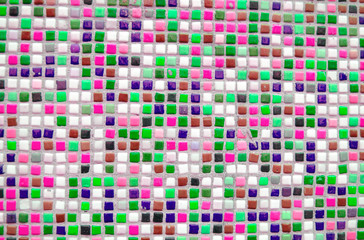 Bright multi-colored tile. Square color ceramic mosaic. Color optimistic background. Building...