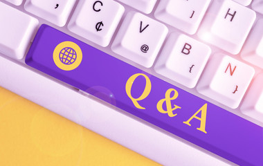 Text sign showing Q And A. Business photo showcasing a period of time or an occasion when someone...