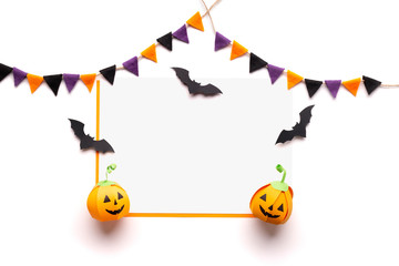 Halloween handmade decorations for party with copy space