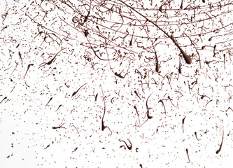 Texture of shocolate splashes on white background