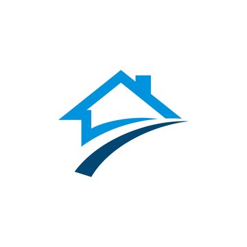 Home with Swoosh Real Estate Logo Template Illustration Design. Vector EPS 10.