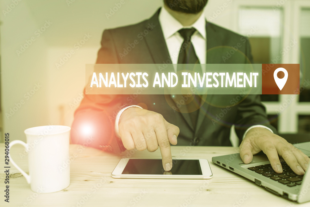Poster writing note showing analysis and investment. business concept for studying market then do business 