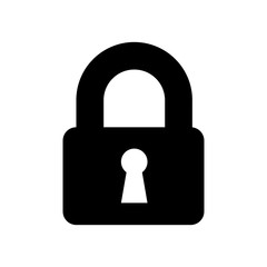 Simple black lock icon isolated on white background