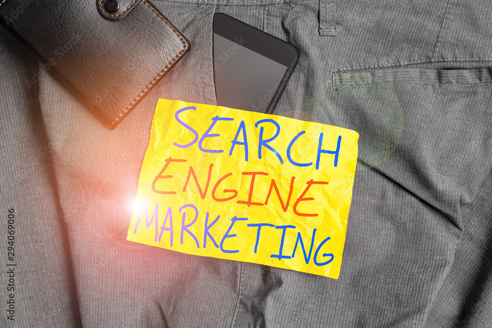 Poster writing note showing search engine marketing. business concept for promote website visibility on sea