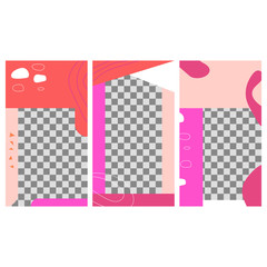 Fototapeta premium Set of minimalistic geometric stories template for social media posts.