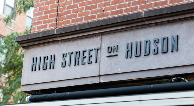 New York, New York, USA - October 1, 2019: High Street on Hudson restaurant in Greenwich Village.