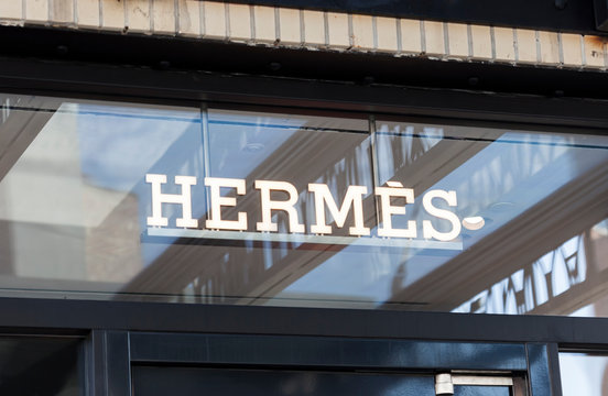New York, New York, USA - October 1, 2019: Sign over a Hermes retail store in the meatpacking district.
