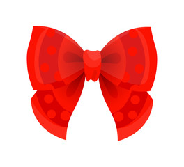 Red bow. Vector illustration on white background. Can be use for decoration gifts, greetings, holidays, etc.