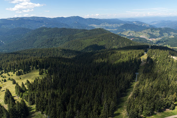 Fototapeta na wymiar Landscape of Rhodope Mountains from Snezhanka tower, Bulgaria