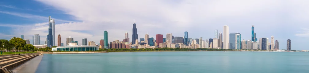 Foto op Plexiglas Chicago downtown buildings skyline panorama © blvdone