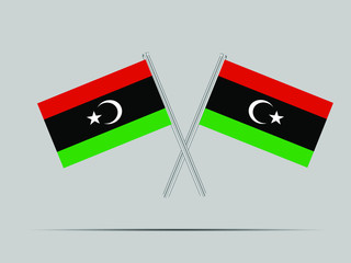 Libya National flag on two flagpole, isolated on background. Good for map, placement your business. original color and proportion. vector illustration,countries set.