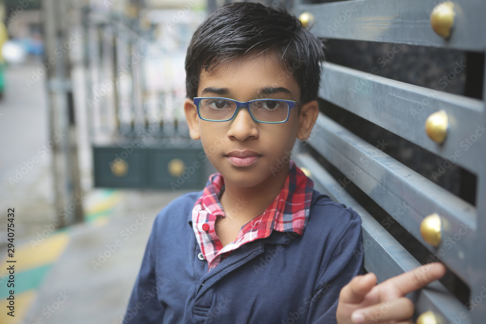 Wall mural Portrait of Indian boy posing to Camera