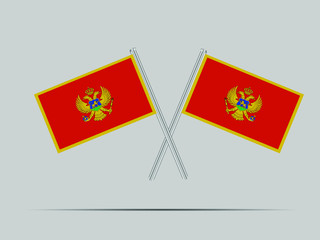 Montenegro National flag on two flagpole, isolated on background. Good for map, placement your business. original color and proportion. vector illustration,countries set.