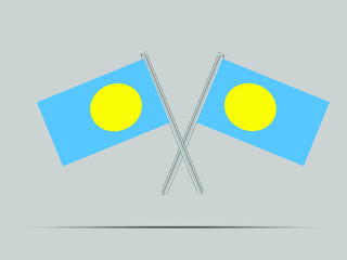 Palau National flag on two flagpole, isolated on background. Good for map, placement your business. original color and proportion. vector illustration,countries set.