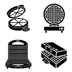 Waffle-iron icons set. Simple set of waffle-iron vector icons for web design on white background