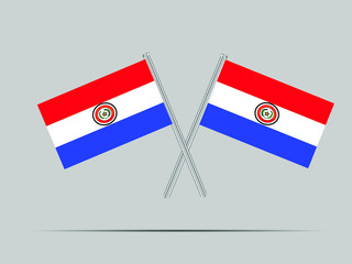 Paraguay National flag on two flagpole, isolated on background. Good for map, placement your business. original color and proportion. vector illustration,countries set.