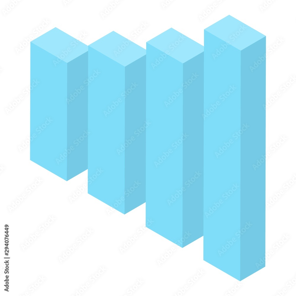 Poster blue graph bars icon. isometric of blue graph bars vector icon for web design isolated on white back