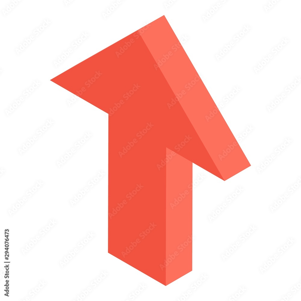 Poster red arrow up icon. isometric of red arrow up vector icon for web design isolated on white background