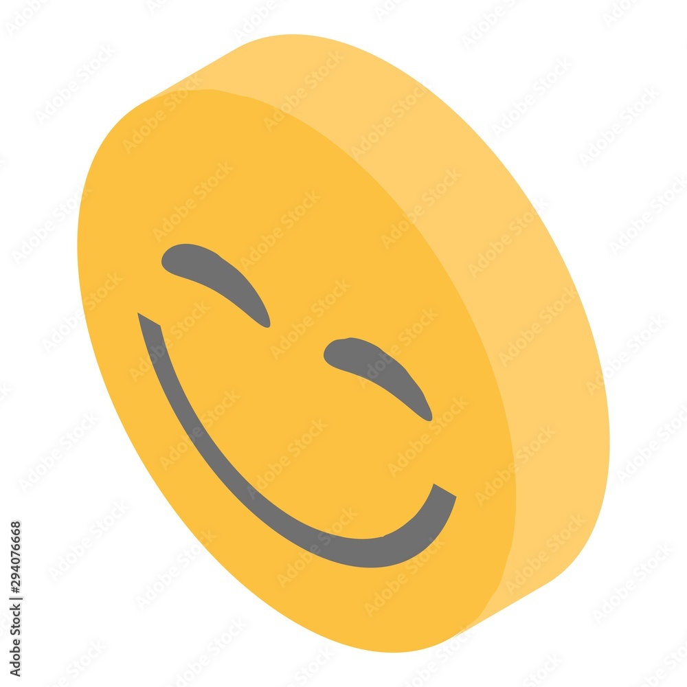 Wall mural Smiling emoji icon. Isometric of smiling emoji vector icon for web design isolated on white background - Wall murals