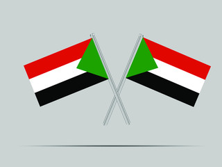 Sudan National flag on two flagpole, isolated on background. Good for map, placement your business. original color and proportion. vector illustration,countries set.