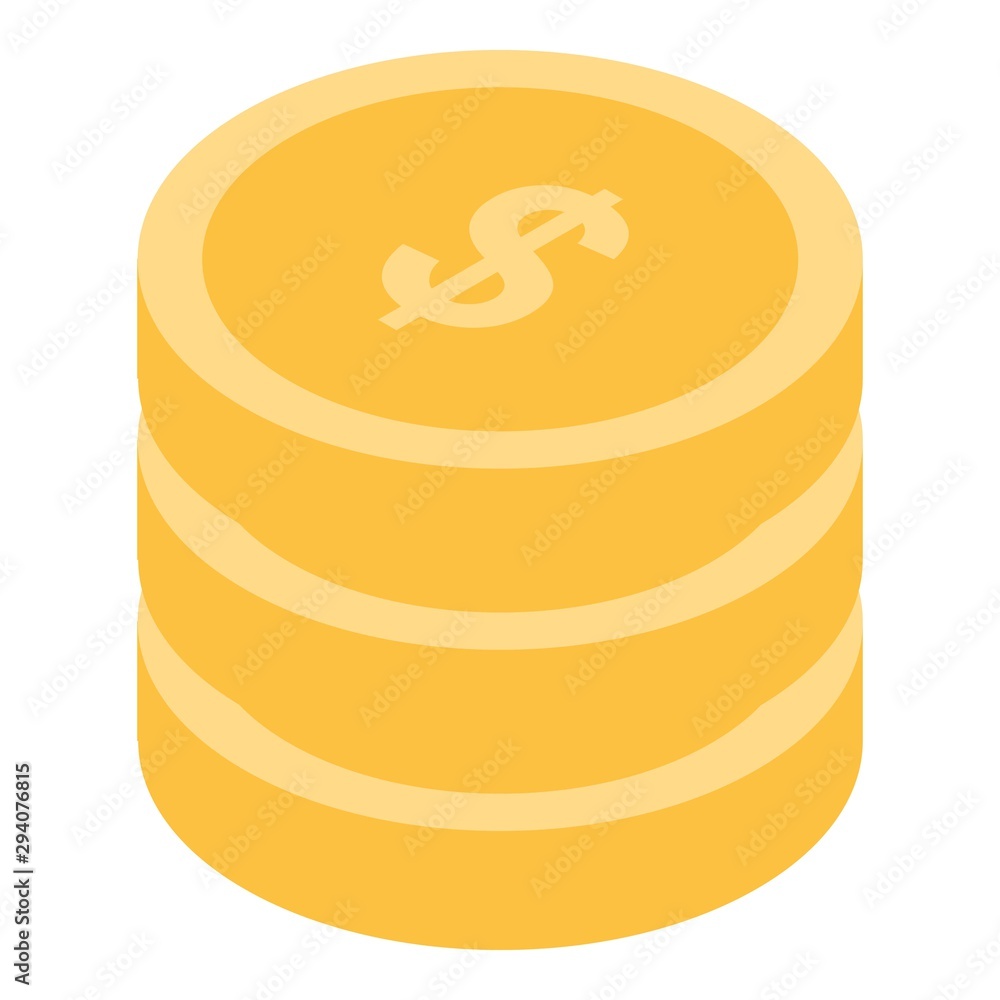 Poster dollar coin stack icon. isometric of dollar coin stack vector icon for web design isolated on white 
