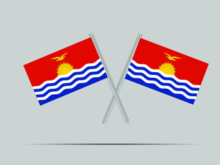 Kiribati National flag on two flagpole, isolated on background. Good for map, placement your business. original color and proportion. vector illustration,countries set.