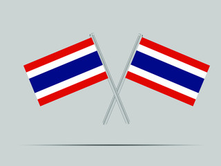 Thailand National flag on two flagpole, isolated on background. Good for map, placement your business. original color and proportion. vector illustration,countries set.