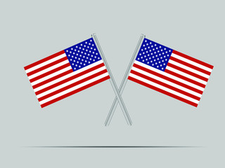 United States of America National flag on two flagpole, isolated on background. Good for map, placement your business. original color and proportion. vector illustration,countries set.