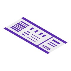 Fly ticket icon. Isometric of fly ticket vector icon for web design isolated on white background