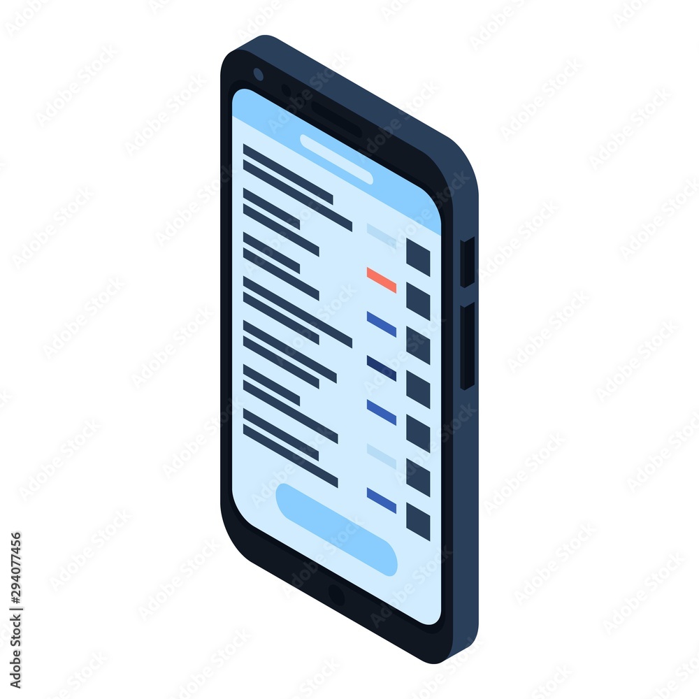 Poster touch smartphone icon. isometric of touch smartphone vector icon for web design isolated on white ba